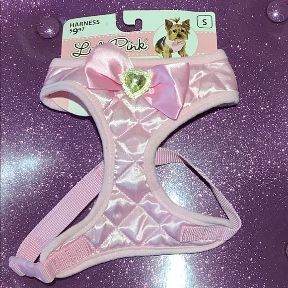 NWT Pink Quilted Bow Rhinestone Heart Snap Dog Harness Lulu Pink SimplyShe - Picture 1 of 4